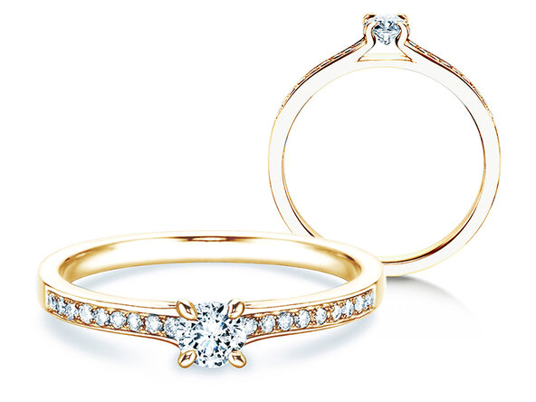 Anello di Fidanzamento Modern Pavé in 14K oro giallo con diamanti 0,30ct G/SI
