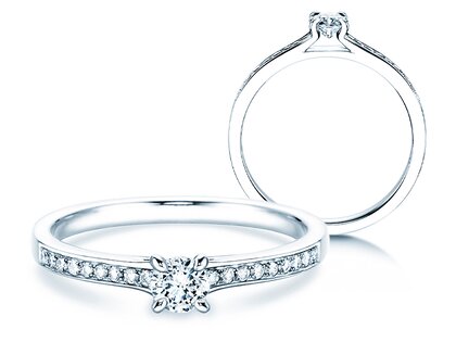Anello di Fidanzamento Modern Pavé in 18K oro bianco con diamanti 0,30ct G/SI