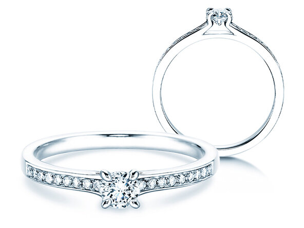 Anello di Fidanzamento Modern Pavé in 18K oro bianco con diamanti 0,30ct G/SI