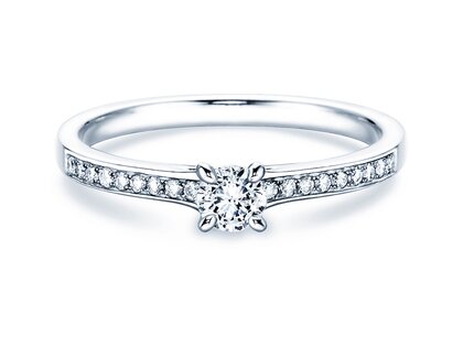 Anello di Fidanzamento Modern Pavé in 18K oro bianco con diamanti 0,30ct G/SI