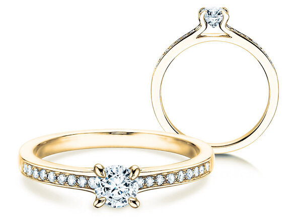 Anello di Fidanzamento Modern Pavé in oro giallo
