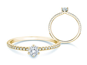 Anello di Fidanzamento Royal Pavé in 18K oro giallo con diamanti naturali 0,40ct G/SI
