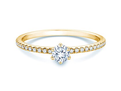 Anello di Fidanzamento Royal Pavé in 18K oro giallo con diamanti naturali 0,40ct G/SI