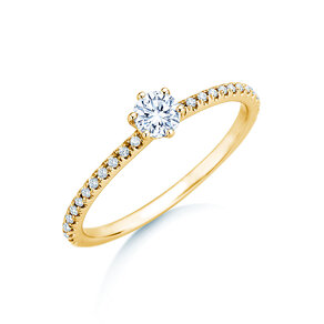Anello di Fidanzamento Royal Pavé in 18K oro giallo con diamanti naturali 0,40ct G/SI