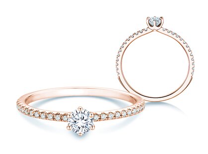 Anello di Fidanzamento Royal Pavé in 18K oro rosa con diamanti naturali 0,40ct G/SI