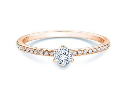 Anello di Fidanzamento Royal Pavé in 18K oro rosa con diamanti naturali 0,40ct G/SI