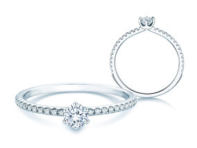 Anello di Fidanzamento Royal Pavé in 18K oro bianco con diamanti naturali 0,40ct G/SI