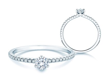 Anello di Fidanzamento Royal Pavé in 9K oro bianco con diamanti naturali 0,35ct G/SI