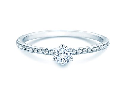 Anello di Fidanzamento Royal Pavé in 18K oro bianco con diamanti naturali 0,40ct G/SI