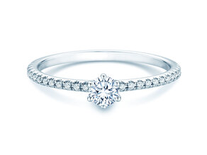 Anello di Fidanzamento Royal Pavé in 18K oro bianco con diamanti naturali 0,40ct G/SI
