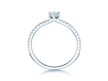 Anello di Fidanzamento Royal Pavé in 18K oro bianco con diamanti naturali 0,40ct G/SI