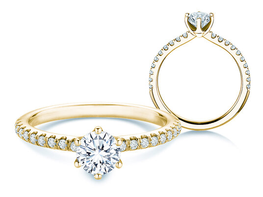 Anello di Fidanzamento Royal Pavé in 9K oro bianco con diamanti naturali 0,65ct G/SI