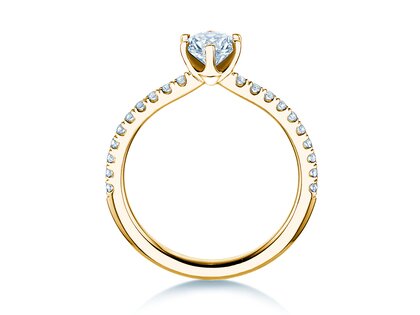Anello di Fidanzamento Royal Pavé in 9K oro giallo con diamanti naturali 0,65ct G/SI