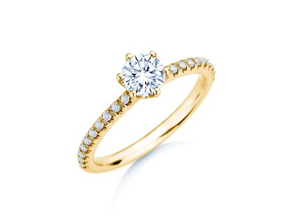 Anello di Fidanzamento Royal Pavé in 9K oro giallo con diamanti naturali 0,65ct G/SI