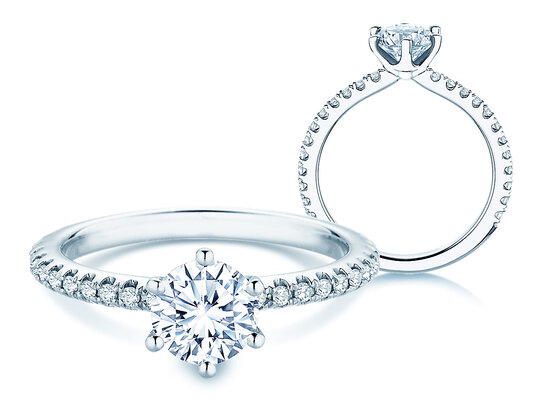 Anello di Fidanzamento Royal Pavé in 9K oro bianco con diamanti naturali 1,22ct G/SI