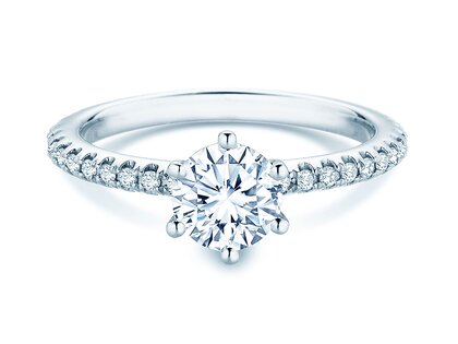 Anello di Fidanzamento Royal Pavé in 9K oro bianco con diamanti naturali 1,22ct G/SI