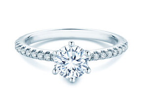 Anello di Fidanzamento Royal Pavé in 9K oro bianco con diamanti naturali 1,22ct G/SI