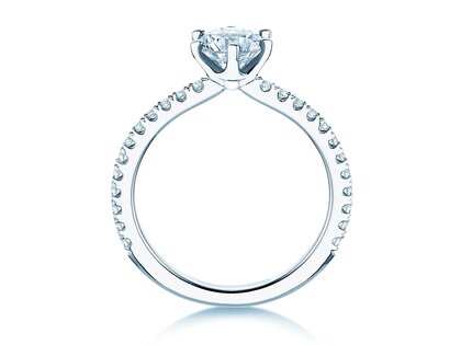 Anello di Fidanzamento Royal Pavé in 9K oro bianco con diamanti naturali 1,22ct G/SI