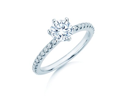 Anello di Fidanzamento Royal Pavé in 9K oro bianco con diamanti naturali 1,22ct G/SI