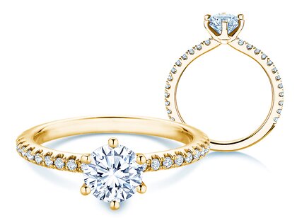 Anello di Fidanzamento Royal Pavé in 9K oro giallo con diamanti naturali 1,22ct G/SI