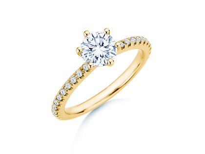 Anello di Fidanzamento Royal Pavé in 9K oro giallo con diamanti naturali 1,22ct G/SI
