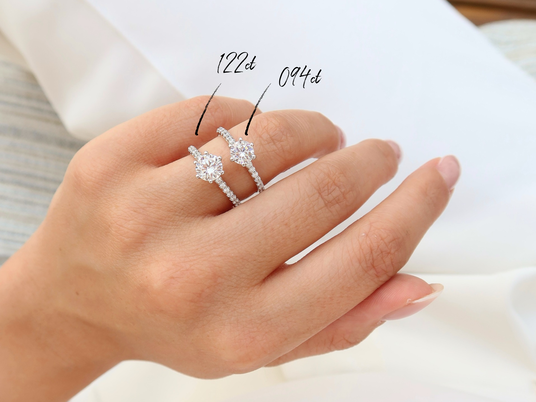 Anello di Fidanzamento Royal Pavé in 9K oro bianco con diamanti naturali 1,22ct