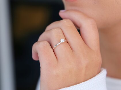 Anello di Fidanzamento Classic 4 in 9K oro bianco con diamante 0,25ct H/SI