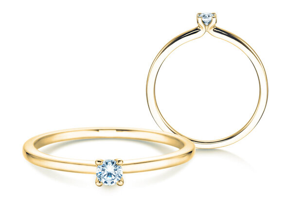 Anello di Fidanzamento Classic 4 in 14K oro giallo con diamante 0,10ct H/SI