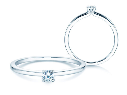 Anello di Fidanzamento Classic 4 in 18K oro bianco con diamante 0,10ct H/SI