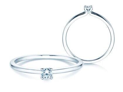 Anello di Fidanzamento Classic 4 in 18K oro bianco con diamante 0,10ct H/SI