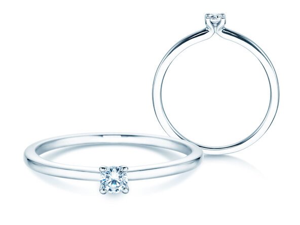 Anello di Fidanzamento Classic 4 in 18K oro bianco con diamante 0,10ct H/SI