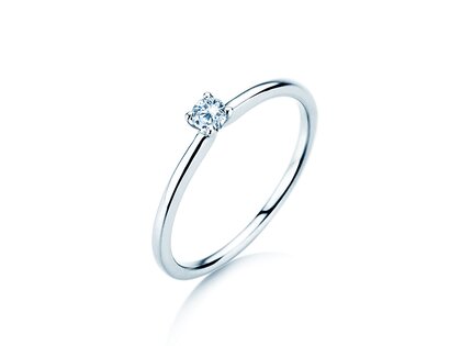 Anello di Fidanzamento Classic 4 in 18K oro bianco con diamante 0,10ct H/SI