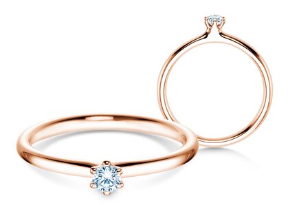 Anello di Fidanzamento Classic 6 in 14K oro rosa con diamante 0,10ct G/SI