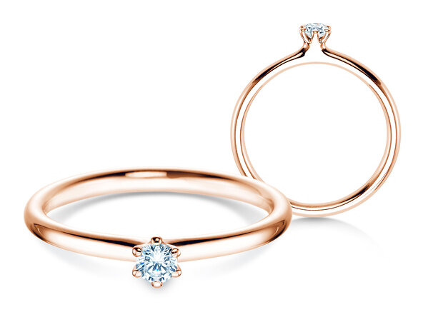 Anello di Fidanzamento Classic 6 in 18K oro rosa con diamante 0,10ct H/SI