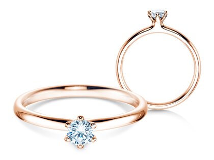 Anello di Fidanzamento Classic 6 in 9K oro rosa con diamante 0,25ct G/SI