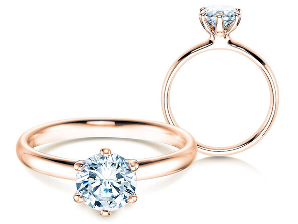 Anello di Fidanzamento Classic 6 in 14K oro rosa con diamante 1,25ct H/SI