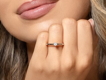 Anello di Fidanzamento Classic 6 in 14K oro rosa con diamante 0,15ct G/SI