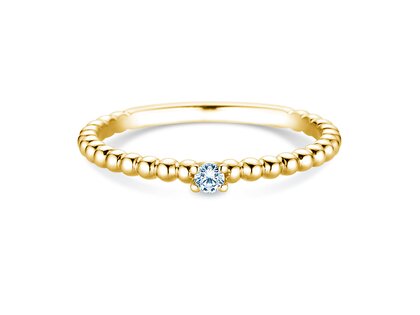Anello di Fidanzamento Classic Beads in 14K oro giallo con diamante 0,05ct H/SI