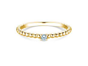 Anello di Fidanzamento Classic Beads in 14K oro giallo con diamante 0,05ct H/SI