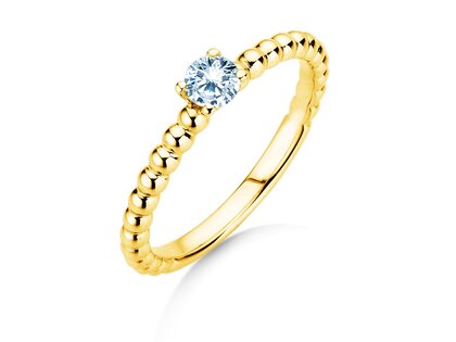 Anello di Fidanzamento Classic Beads in 14K oro giallo con diamante 0,05ct H/SI