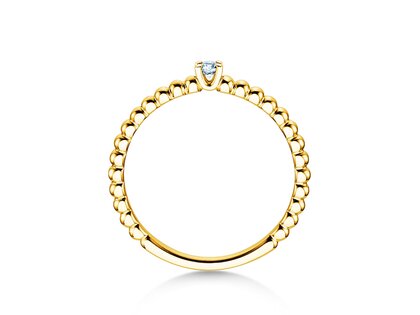 Anello di Fidanzamento Classic Beads in 14K oro giallo con diamante 0,05ct H/SI