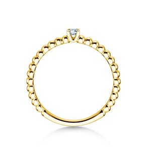 Anello di Fidanzamento Classic Beads in 14K oro giallo con diamante 0,05ct H/SI