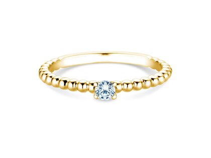 Anello di Fidanzamento Classic Beads in 14K oro giallo con diamante 0,10ct H/SI