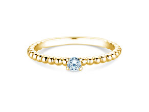 Anello di Fidanzamento Classic Beads in 14K oro giallo con diamante 0,10ct H/SI
