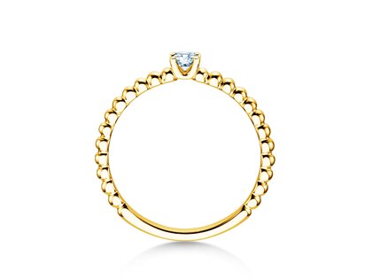 Anello di Fidanzamento Classic Beads in 14K oro giallo con diamante 0,10ct H/SI