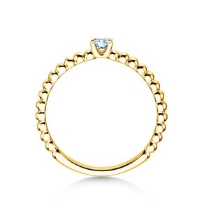 Anello di Fidanzamento Classic Beads in 14K oro giallo con diamante 0,10ct H/SI