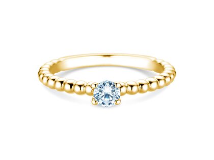 Anello di Fidanzamento Classic Beads in 14K oro giallo con diamante 0,25ct G/SI