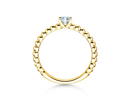 Anello di Fidanzamento Classic Beads in 14K oro giallo con diamante 0,25ct G/SI