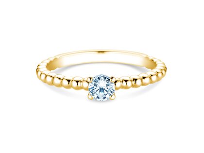 Anello di Fidanzamento Classic Beads in 9K oro giallo con diamante 0,30ct G/SI