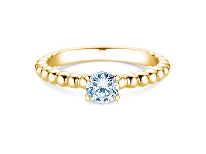 Anello di Fidanzamento Classic Beads in 18K oro giallo con diamante 0,60ct H/SI